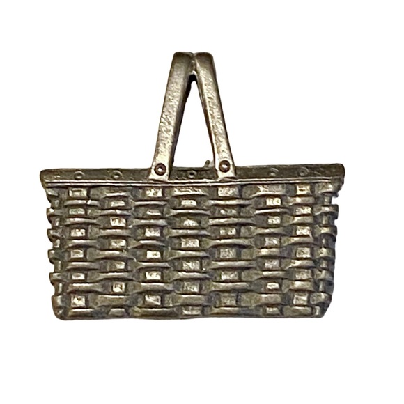 Vintage Jewelry - Vintage Basket Brooch Pin Silver